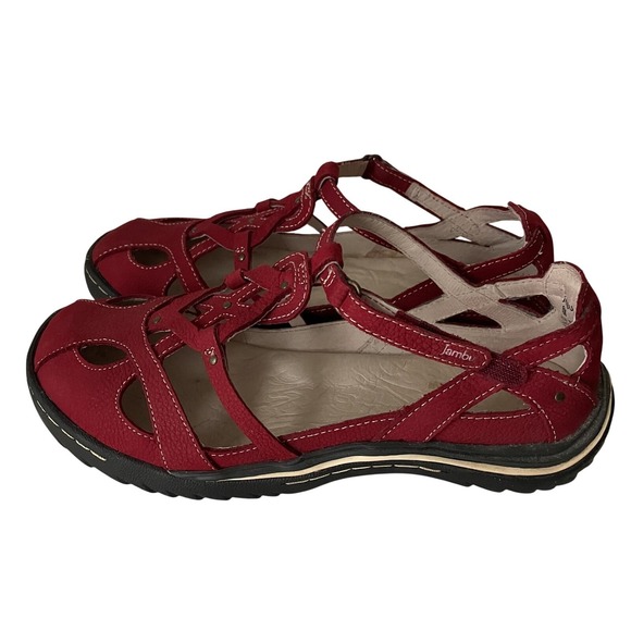 Jambu Spain Red Suede Strappy Walking Sandals Womens Size 8 - Picture 4 of 9